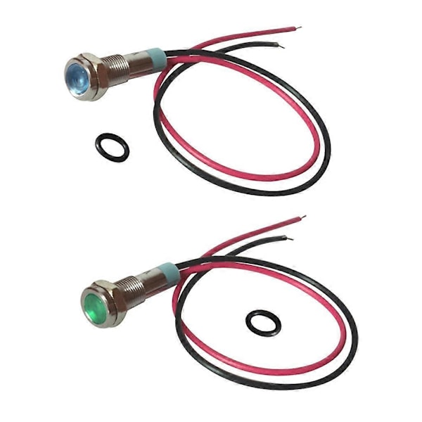 6mm 6V Grøn/Blå LED Metal Indikatorlys | Pilot Dash Fortrådet LED Antal 2 [db]