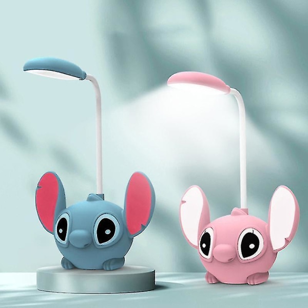 1 stk Disney Anime Stitch skrivebordslampe øyebeskyttelse LED nattlys USB bordlampe god premium [DB] Pink one size