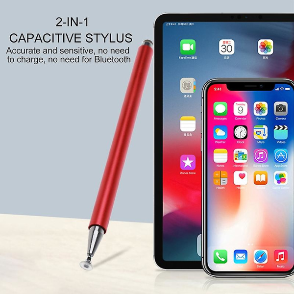 Stylus Pen Glatskrivning Universal Aluminiumslegering bærbar blyant til tablet Jikaix Red