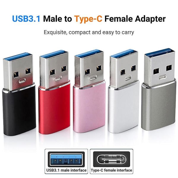 Telefonkonverter Høyhastighets Multifunksjonell Hot Swap Usb3.1 Hann Til Type-c Hunn Mini Konverter For Smartphone Jikaix Black