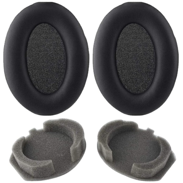 Öronkuddar för Sony Wh-1000xm3 trådlösa hörlurar, utbytes öronkuddar-protein läder svart {DB