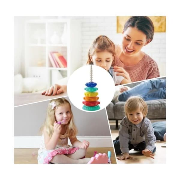 Spin Stacking Legetøj, Regnbue Spin Stabeltårn, Pædagogisk Spin Stabling Legetøj, Regnbue Stabelringe, Baby Stabellegetøj, Nem at bruge[YJD] Rainbow