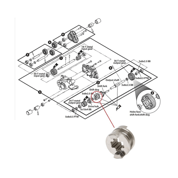 Metal Transmission Gearkasse Skifte Hund Skifte Gaffel Til Trx4 -4 1/10 Rc Crawler Bil Opgradering Dele Tilbehør