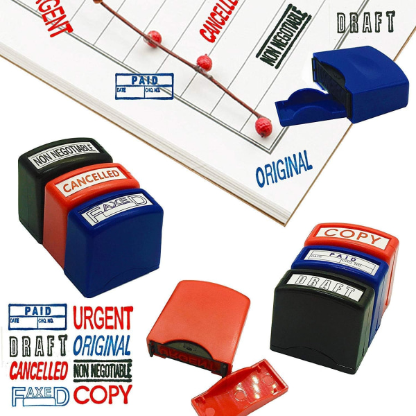 Hjemmekontor forretningsstempel i gummi - selvblekkende, forhåndsstemplet kontorstempelsett, meldingskontostempel