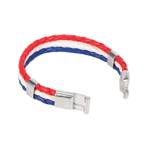 2x Frankrike Franska Flagga Armband, För Herrar Och Damers Läder, Legering, Vit Röd-blå (bredd 14 Mm dB
