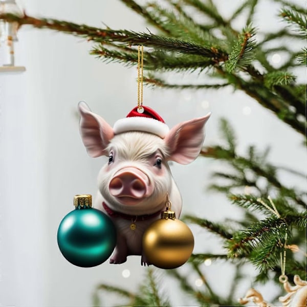 Julhängande Akryl Gris Plat Bil Hängsmycke Julgran Ornament juldekorationer rea [DB] H