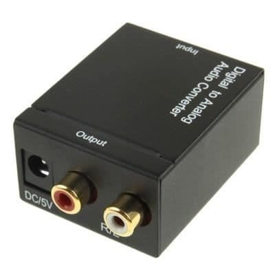 Toslink koaksial digital lydkonverterer til RCA analog lydkonverterer (svart)