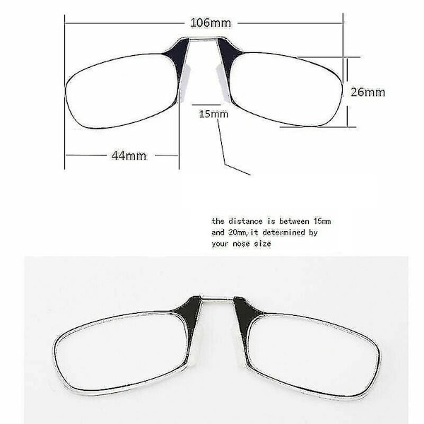 Praktisk nøkkelring Mini Neseklype Lesebriller + Etui Thinoptics Stil [DB] Strengthen 2.00