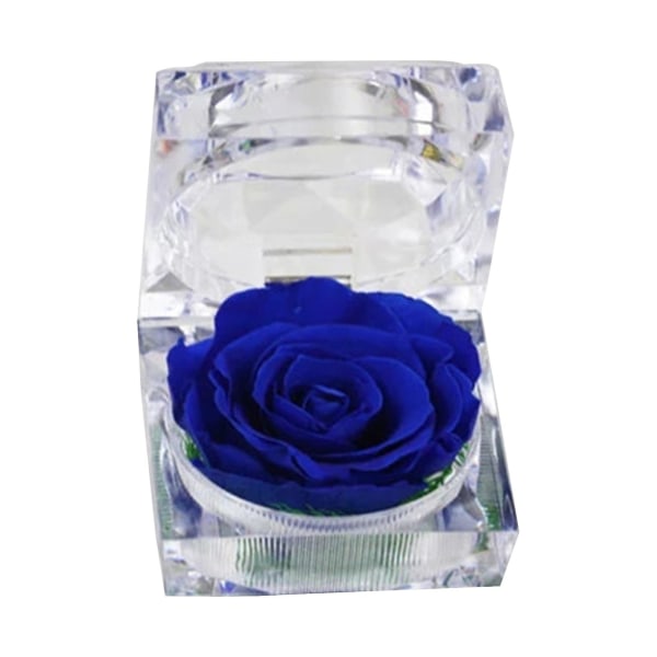 Romantisk Ring Box Handgjord Plast Snygg Forever Rose Smyckeskrin För Anniversary Jikaix Royal Blue