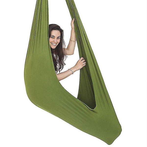 2022 Nytt Aerial Yoga Swing Set & Hengekøye Kit For Fleksibilitet & Smertelindring [DB] green 100*280CM