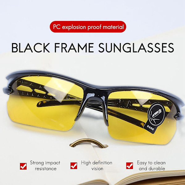 Gule nattsyn HD UV 400 beskyttelse blendende polariserte kjøreglass solbriller sports riding briller briller (farge: gul) JP [db]