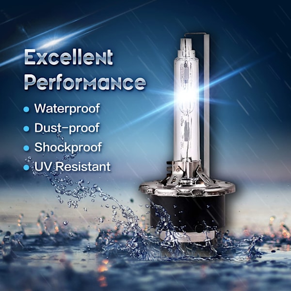 D2S Xenon HID frontlykter, 8000K 35W, bilfrontlyktlampe erstatningslyspære for høyt lavt lys, 2 stk