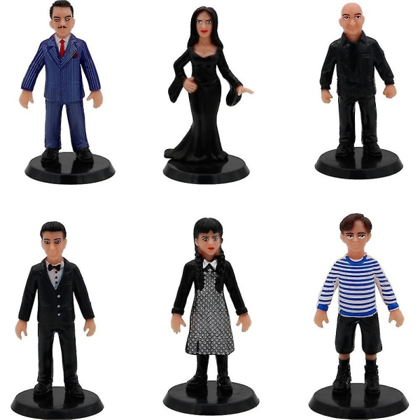 6 stk Onsdag Addams Familie Figur Figur Dukke Med Base Børne Gave Legetøj Db