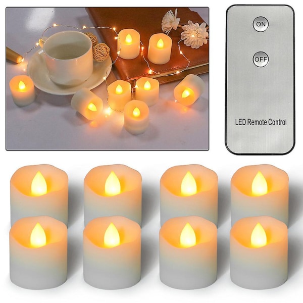12 stk. Flammeløse elektroniske LED-lys Fjernkontroll Flimrende telys Jul Fest Hjemmedekorasjon [DB] Warm White