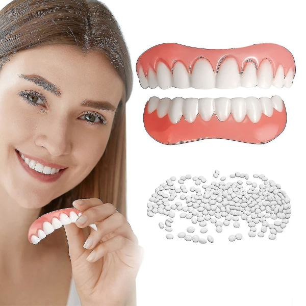 2 pakkauksen hammasproteesit Kosmeettiset hampaat Mukavat ylä- ja alaproteesit Viilut Kosmeettiset hampaat