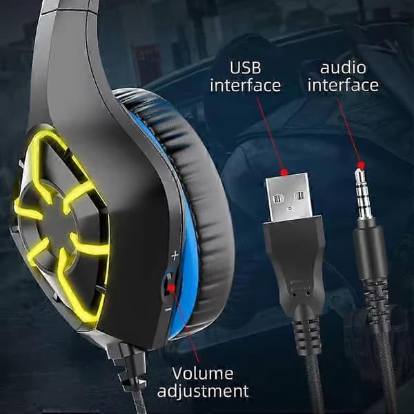 G2000 Trådlöst Bluetooth-gamingheadset med mikrofon för PC, trådbundet over-ear gamingheadset för [DB] Blue