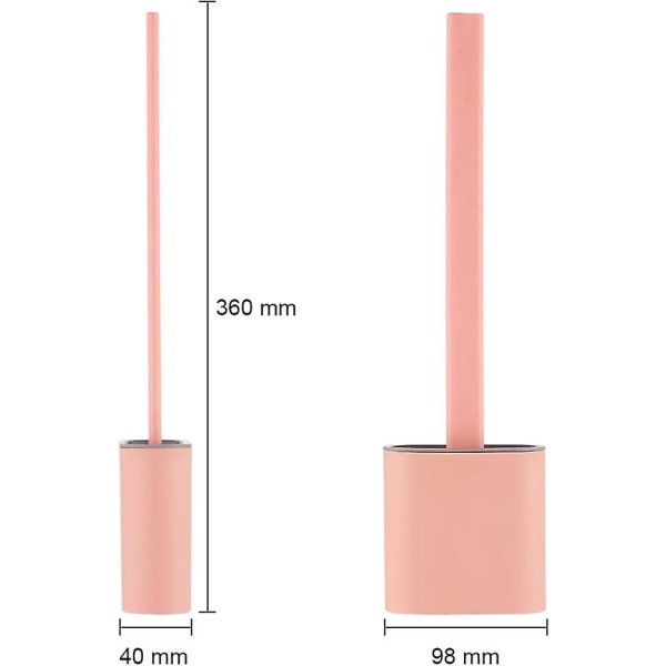 Silikone Toiletbørste Plade - Toiletbørste Og Holdere, Anti-dryp, Antibakteriel, Ventileret Toiletbørste, Pink