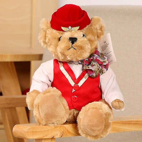 22-40cm Sød Pilot Teddybjørn Plys Legetøj Høj Kvalitet Kaptajn Bjørn Plysdukker Kawaii Baby Blød Stu db A 30CM