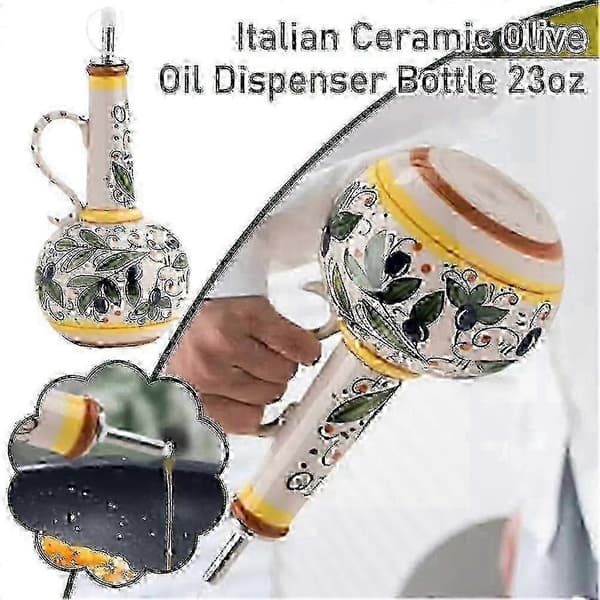 Italiensk Keramisk Håndmalet Olivenoliedispenserflaske, 700 ml Lemon 1pcs