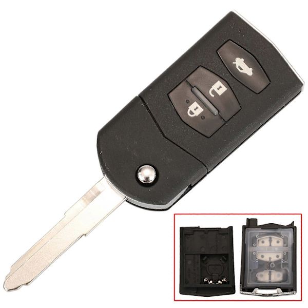 2/3-knapps Fjärrnyckelskal Vikbart Fällbart För Mazda 2 3 5 6 CX-7 / CX-9 / MX-5 Med Oskuren Blad Ersättning DB 3BTN Big Holder
