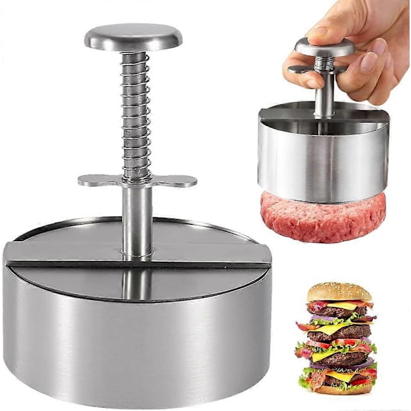 Burgerpresse, 304 Rustfrit Stål Hamburger Patty Maker, Justerbare Non-Stick Patty-forme er Velegnede til Oksekød Hamburgere (114MM) db