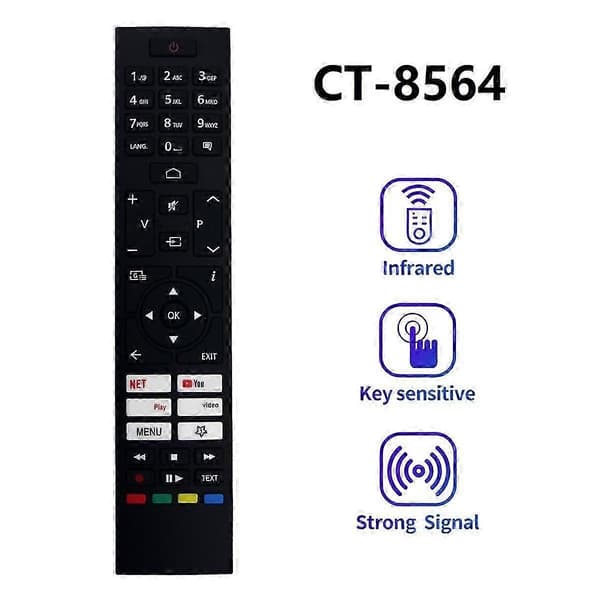 CT-8564 Erstatningsfjernbetjening egnet til Smart LED TV RC45157 Tilbehør [DB] Black