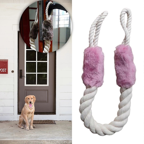 Dørhåndtak Trekktau Anti-Klype Stropper Stopper Multifunksjonell Hund Fingerbeskytter Dørtau for Soverom Stue db Pink 60cm