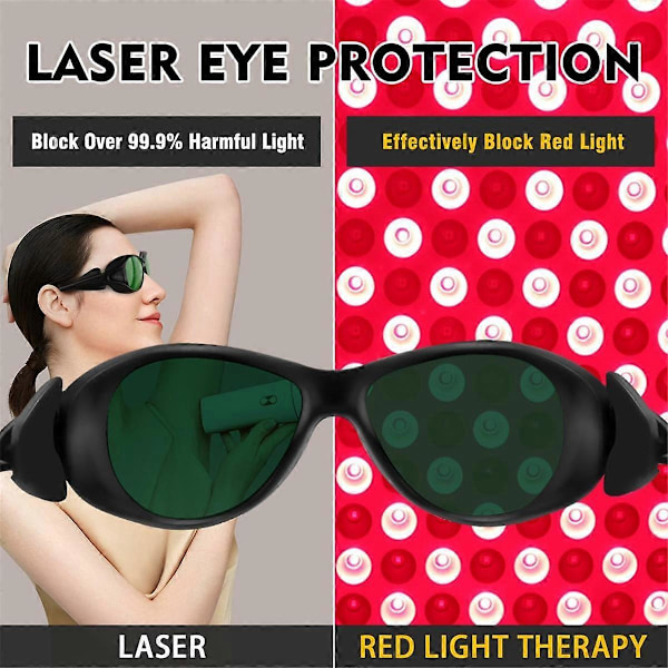 Rødlysbehandlingsbriller, Lasersikre briller IPL 200-2000nm, Øjenbeskyttelse til rødlysbehandling db Black