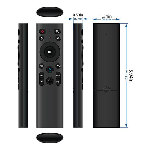 Trådløs Iptv-stemmefjernbetjening med Usb-modtager til Smart-tv, Iptv, Netværksdekoder, Mini-pc, Android Tv-boks, Htplc [DB]