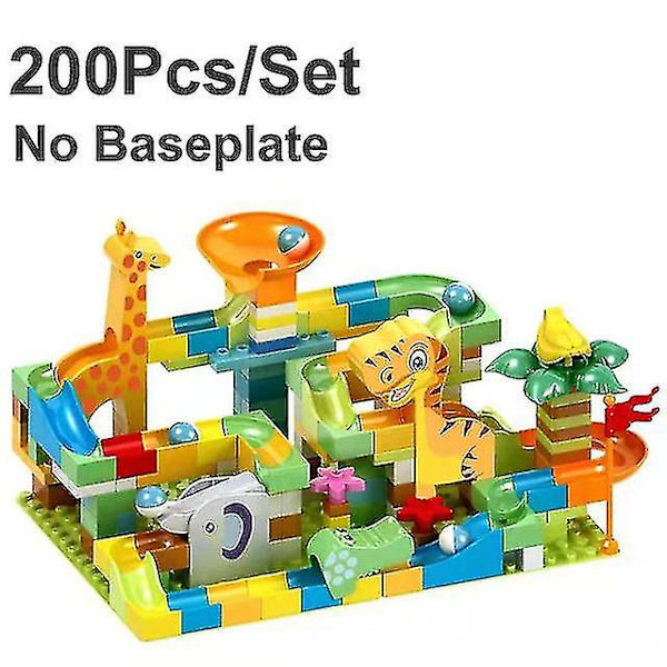 Store kuglebaneløb blokke labyrint kugle spor byggeklodser tragt dias samling mursten pædagogisk legetøj til børn gaver Yw1 Db 140pcs no base