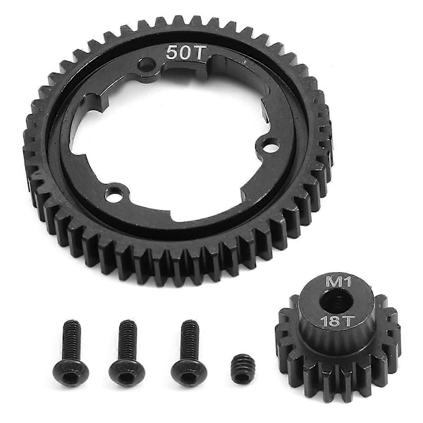 RC Bil Mod Härdat Sporrkugghjul Kit för 1/5 1/7 XO-1 1/10 1/10 E- 2.0V XL 50T+18T [DB] Black