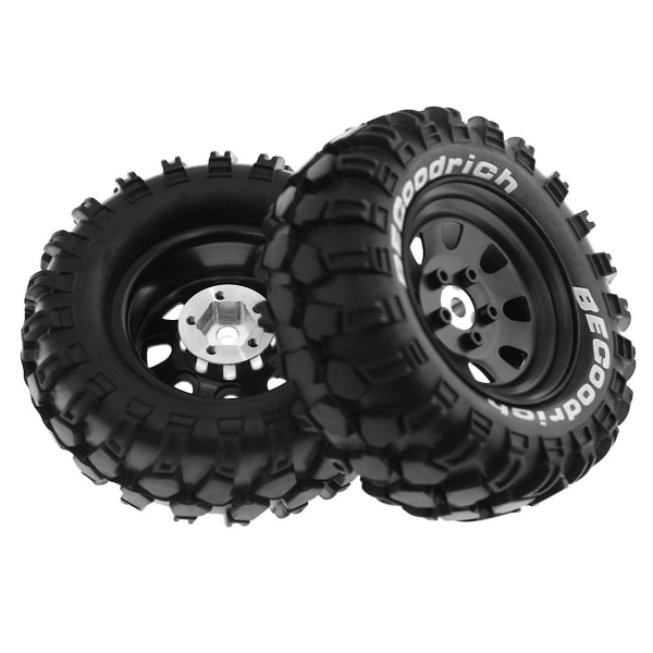 4 kpl 93 mm metalli 1,9 tuuman Beadlock-vannekehä kumi rengassarja 1/10 Rc Crawler -autoon, 12 mm sovitin, musta