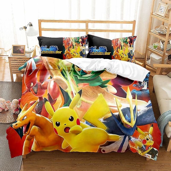 P09 Anime Pikachu 3D- printed Påslakan Cover Cover Sängkläder Set Barnpresent {DB} AU DOUBLE 180x210cm