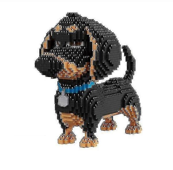 Cartoon Dog Mini Dachshund Modell Byggstenar Leksaker [DB]