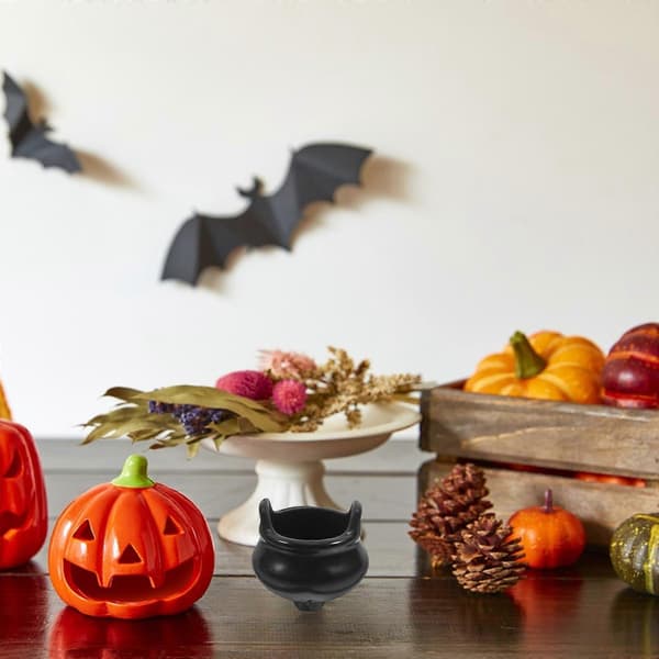 Mini Halloween Kedel til Dekoration 45 Stk. Små Sorte Plastikpynt