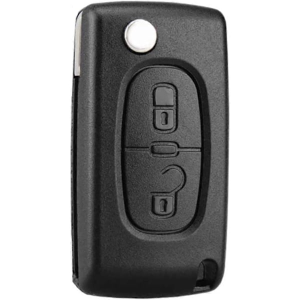 2 Knapper Nøglehus Kompatibel CE0536 Folde Flip Nøgle til Peugeot 207 307 308 C [DB]