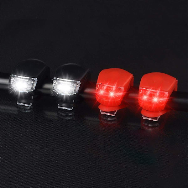 16/24 kpl Led-pyörävalot, Kiinnitettävät pyörävalot, Etu- ja takasilikoni Led-pyörävalosarja, Vedenkestävä pyörän etuvalo takavalo turvallisuutta varten [DB] 16pcs red and black