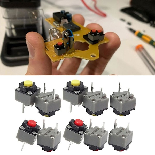 5 ST Kailh Tyst Knapp 6x6x7.3mm Fyrkantig Tyst Mikroswitch Taktil Knapp [Db] Yellow