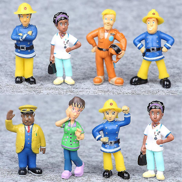 12 stk. sjove brandmand Sam actionfigurer legetøj mini figurer dukker dekorationer børn drenge gaver -q [DB]