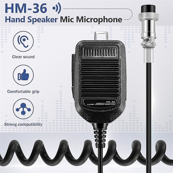 HM-36 håndholdt høyttalermikrofon for ICOM-radio IC-718 IC-78 IC-765 IC-761 IC-7200 IC-7600 db black