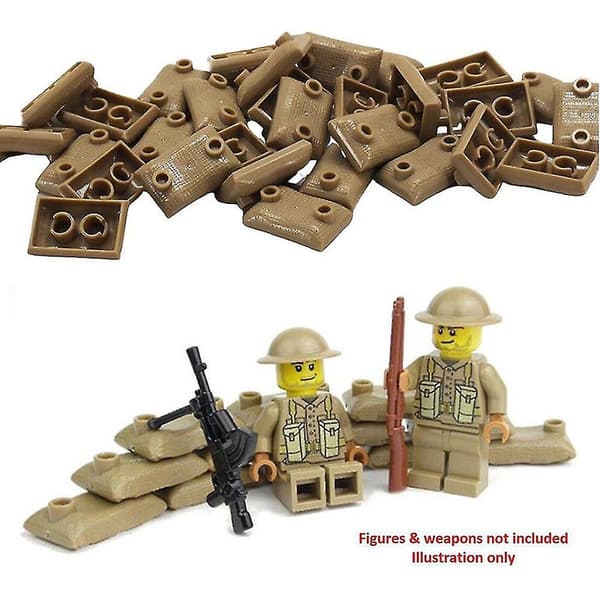 100x Sandsäckar Armésoldat Ww2 Anpassade Byggstenar Passar Db 100Pcs