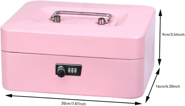 Säkerhets- och låsbox, resesäkerhetslåda | Bärbar pengainsättning med säkerhetskod, resesäker för kort, växel, smycken[DB] 200 Password Pink