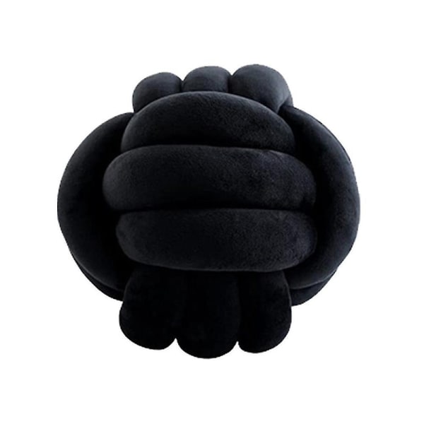 Knot Ball Throw Pillow, Rundt Knutet Plysj Pynte Pute For Preppy DB Black 20CM