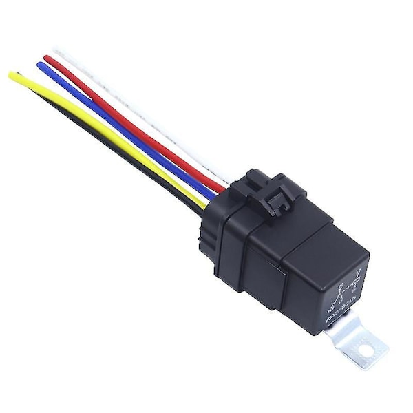 Bil Auto Bilrelæ Forseglet Vandtæt Integreret Kablet Dc12v 40a 5 Pin 4 Pin Bilrelæ + Holder Med Ledninger  [dB} 24V 5Pin
