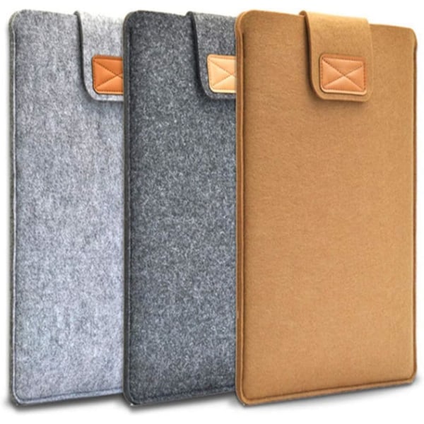 3 stk beskyttende filt laptop sleeve bag bæreveske deksel for MacBook Air Pro Retina 14 tommer (farger: lys grå, mørk grå, brun) [DB]