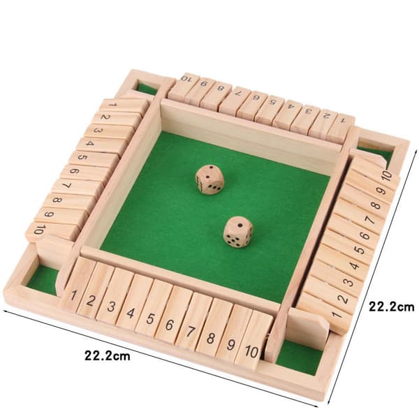 Brettspill - Shut The Box - Høykvalitets tre - 2 til 4 spillere - Ikke-giftig og holdbart (DB)