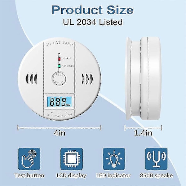3-pack rökdetektor och kolmonoxiddetektor med LCD-display db