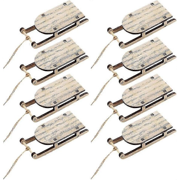Julgransprydnader Släde Mini Släde Dekorationer Miniatyr Träslädar (8 st) db