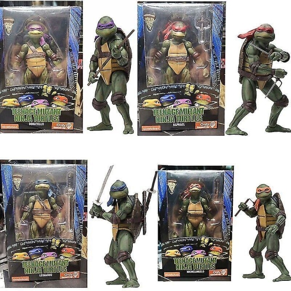 Ninja Turtles 1990 film 7" Neca Tmnt Teenage Movable Toys Mutant Action Figur Presenter för barn Db Michelangelo