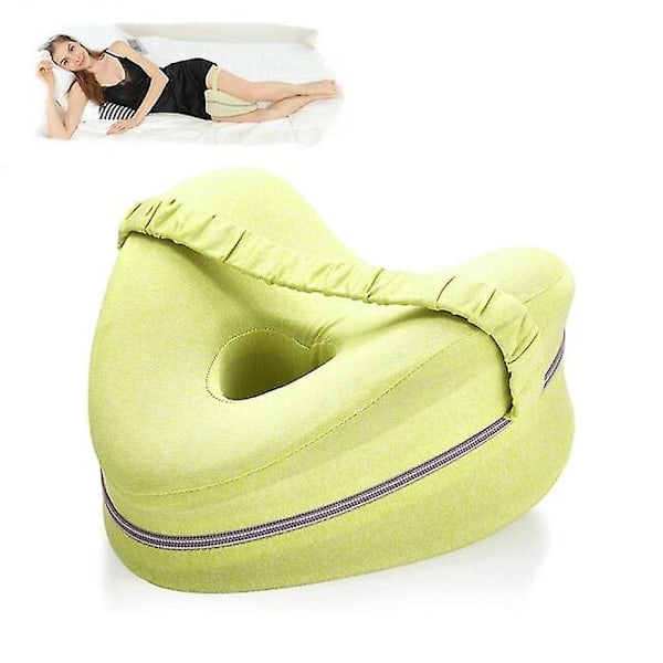 Hjerteformet ortopedisk pute for ben, kilepute med knestøtte, isjiasputer, kroppspute [DB] Green
